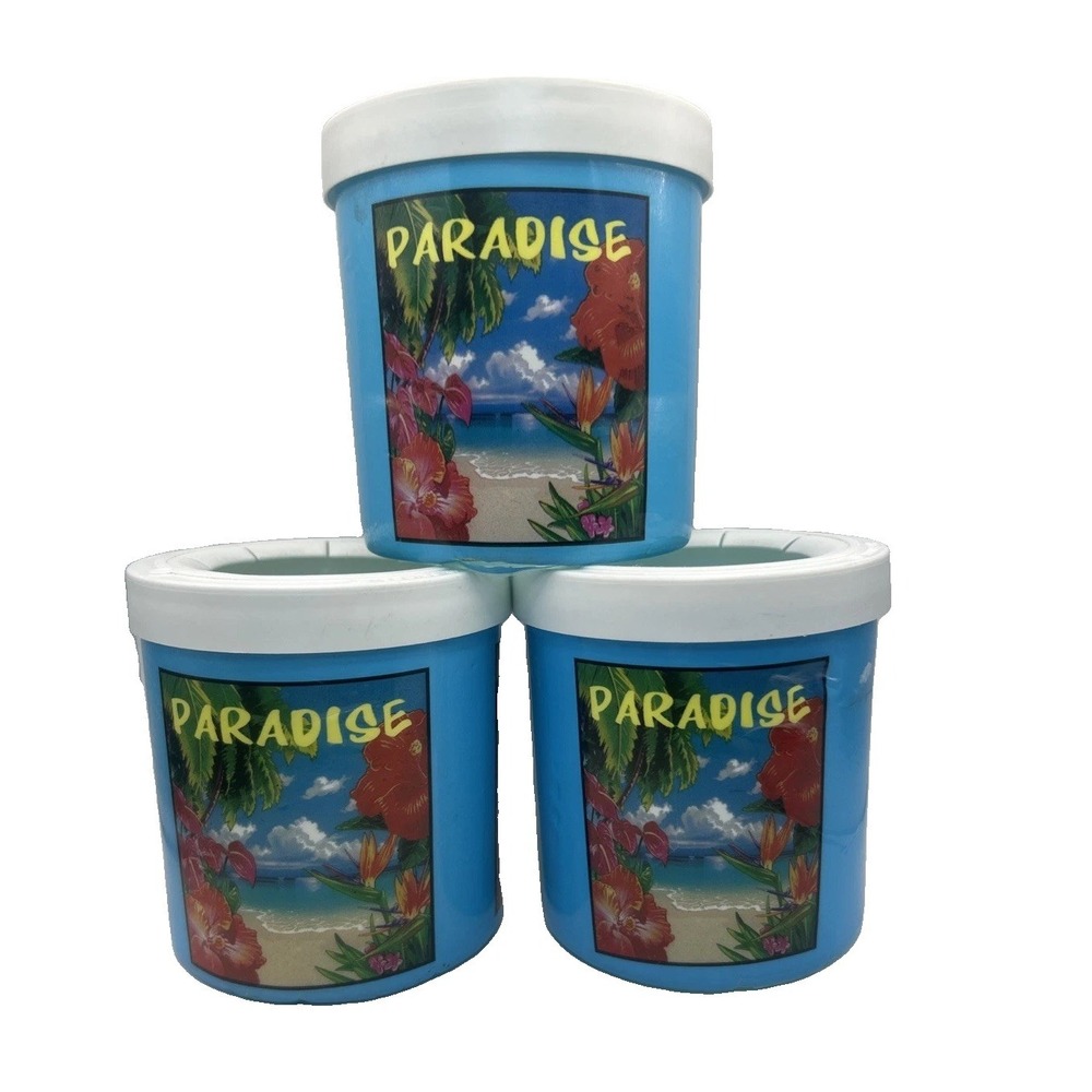 VTG 3 Pack THE FRIDGE & Paradise Blue Freezable Drink Cooler Can Koozie Lifoam